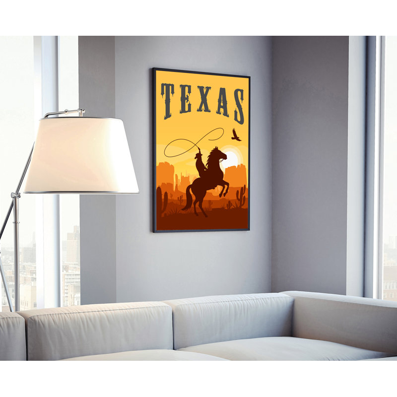 Texas Retro Style State Travel Poster, Vintage Unframed Print, Home And Office Wall Art, 10" H x 8" W x 0.35" D