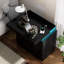 Table de chevet, station de charge dans le tiroir supérieur, éclairage à DEL, plateau coulissant, salon, bureau, table de chevet noire, lumières, station, chambre à coucher lisse,