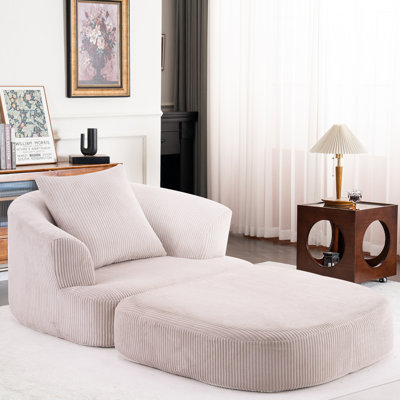 Fauteuil demi-tonneau d'appoint convertible surdimensionné rembourré