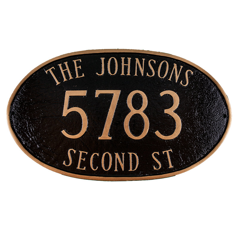 Montgomery Oval Wall Plaque, Yes, Black/Gold
