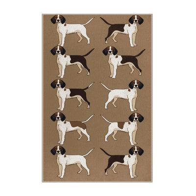 Washable Pointer Dogs Area Rug
