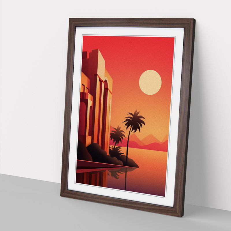 Single Picture Frame Print on Wood, Walnut Framed, 34cm H x 25cm W