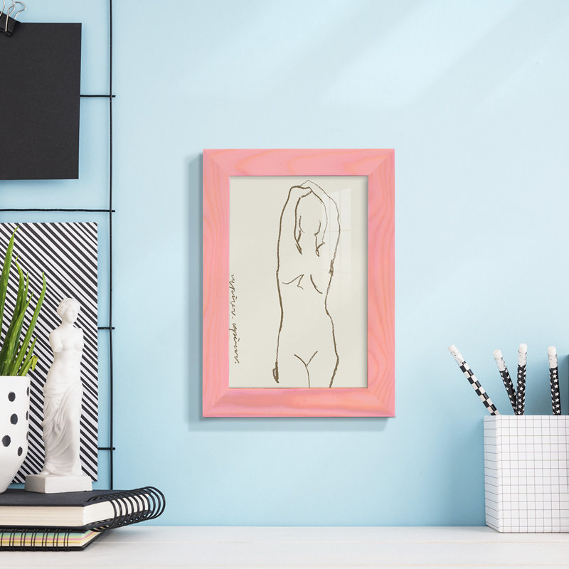Toi et moi I, impression sur papier, H 7 po x l 5 po x P 1 po, Encadré rose
