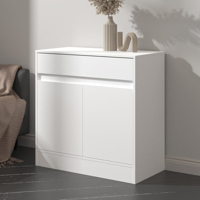 Buffet Cabinet With 2 Doors And Drawer, Coffee Bar Cabinet With Adjustable Shelf, Modern Kitchen Buffet Sideboard For Living Room, Kitchen, White