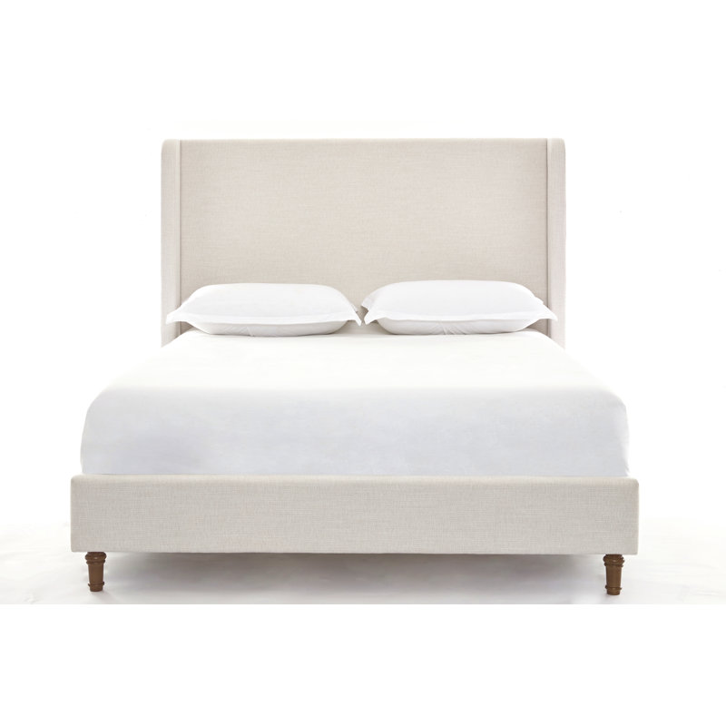 Upholstered Wingback Bed / Tall 54" Headboard Upholstered Queen Bed / Without Wooden Slats, King