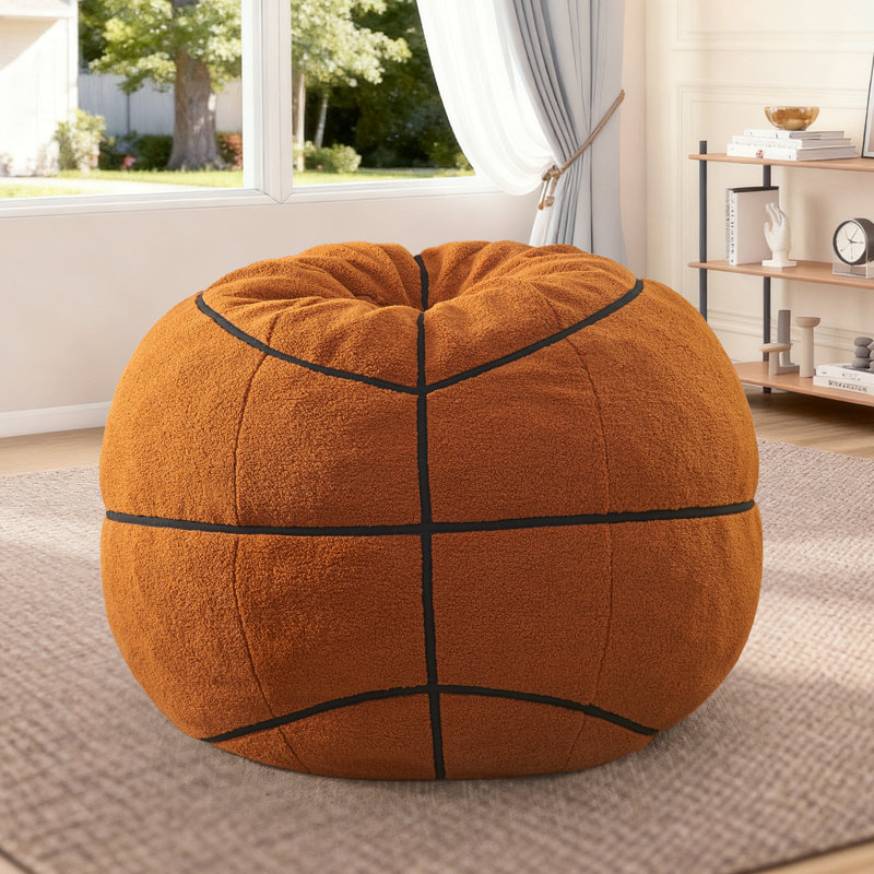 Fauteuil à billes en mousse à mémoire de forme avec housse amovible imprimée souple, 3FT, Basketball Teddy