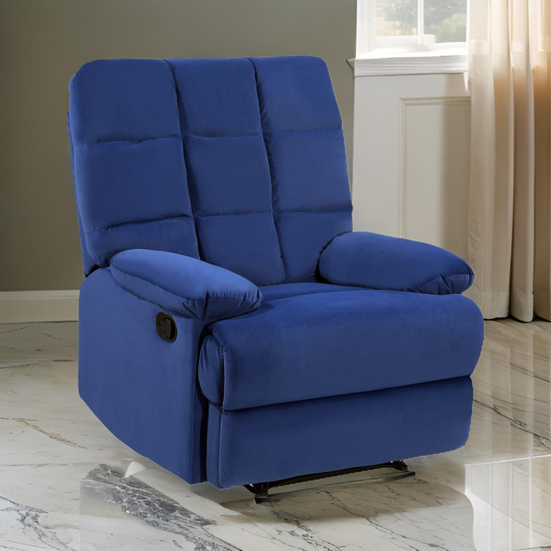 Fauteuil inclinable lève-personne standard en velours large de 36 po Costina, Bleu