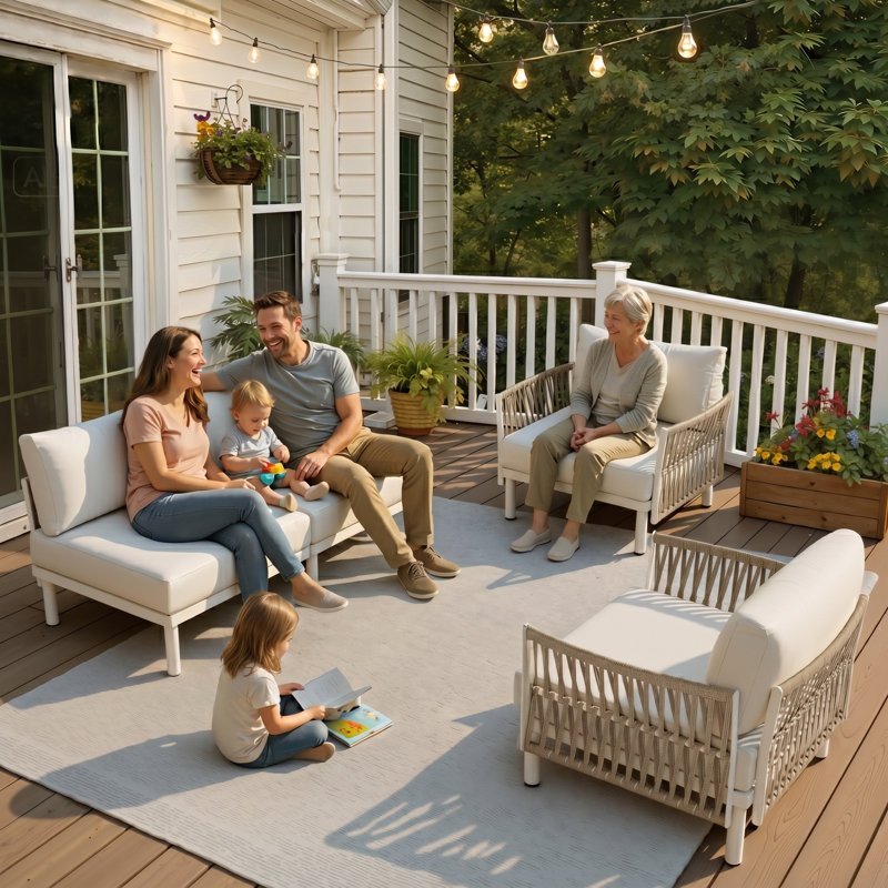 Ensemble de canapé modulaire d'extérieur pour 4 personnes 4 personnes , Beige