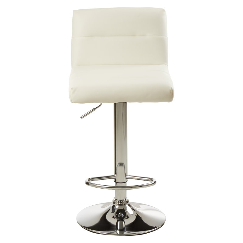 Tricia Swivel Upholstered Adjustable Height Bar Stool, White
