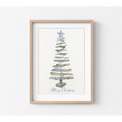 «Coastal Holiday Tree III Red Merry Christmas» par Kathleen Parr Mckenna, œuvre d'art originale de 384