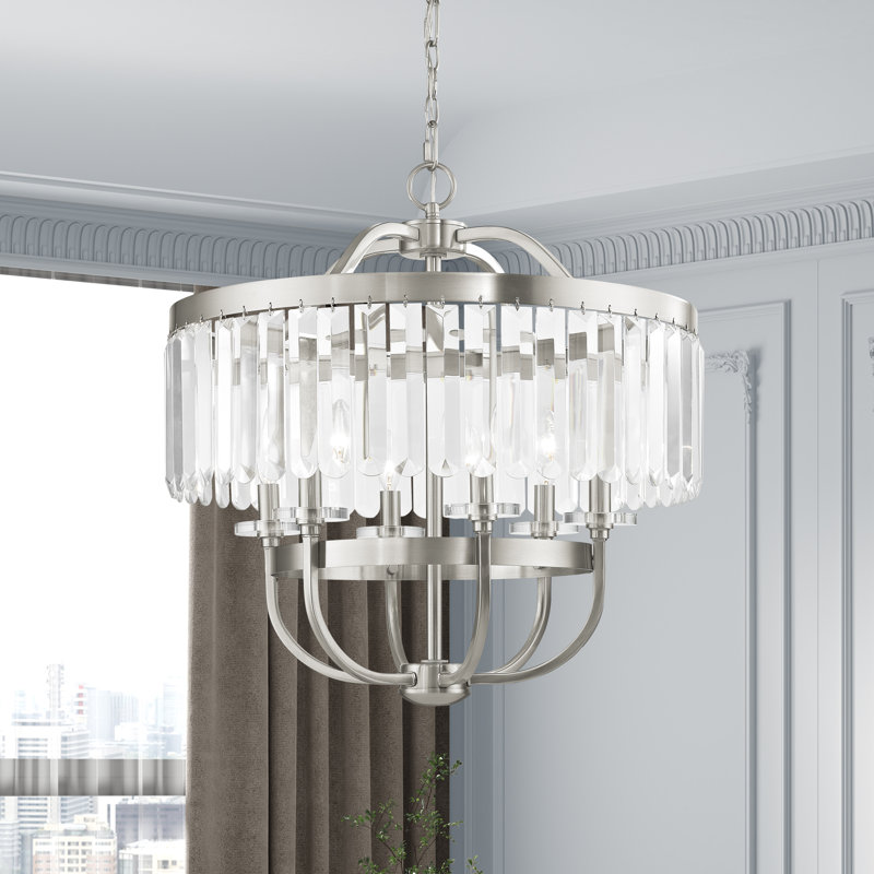 Lustre à 6 lumières Javeyon, Nickel brossé