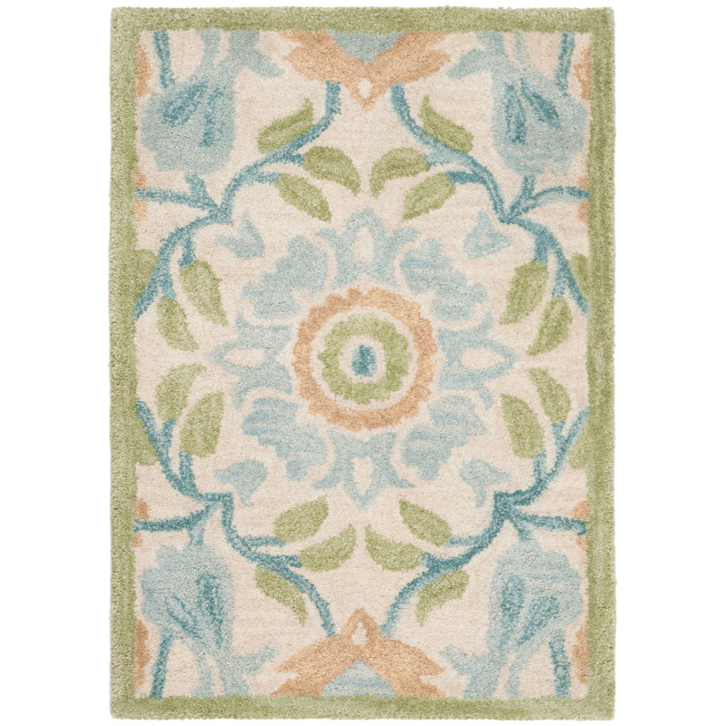 Antiquity Hand Tufted Wool Floral Rug, Rectangle 2' x 3'