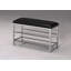 Banc à chaussures en métal avec siège noir, argent