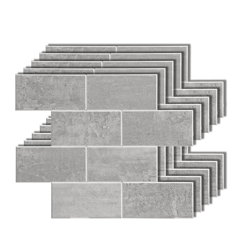 Carrelage style métro auto-adhésif en vinyle 12 po x 12 po, Gris ciment clair