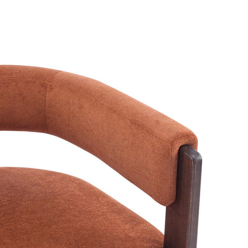 Melanney Modern Upholstered Fabric Accent Armchair, Burnt Orange Velvet