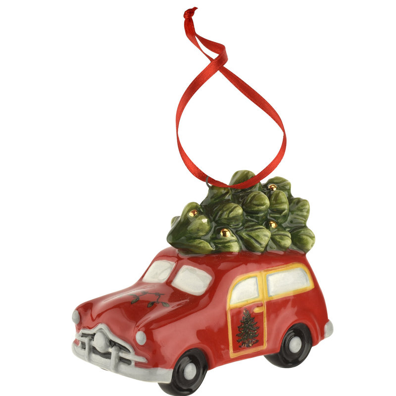 Spode Christmas Tree Station Wagon Ornament 3"