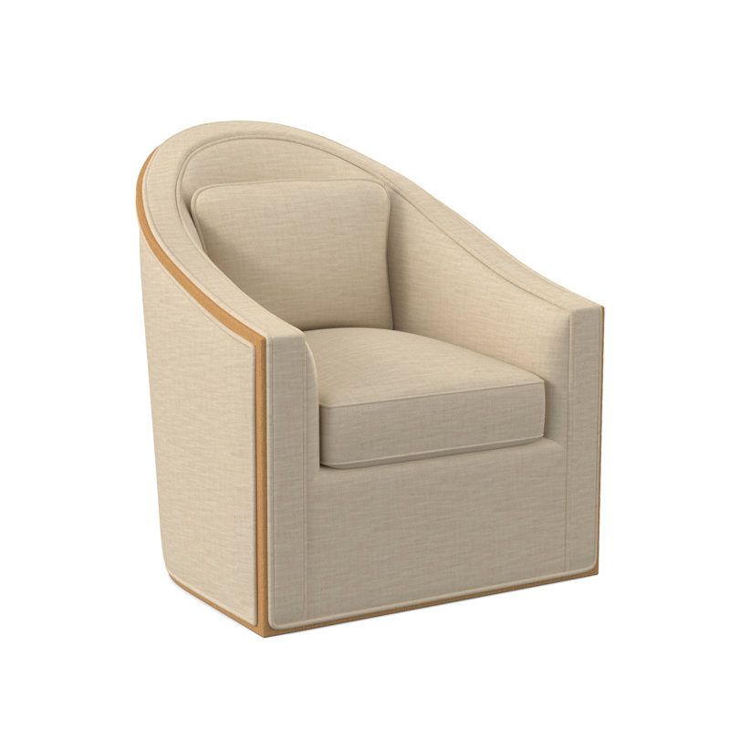 Academy Upholstered Swivel Barrel Chair, Amber, UV-Rollo Linen
