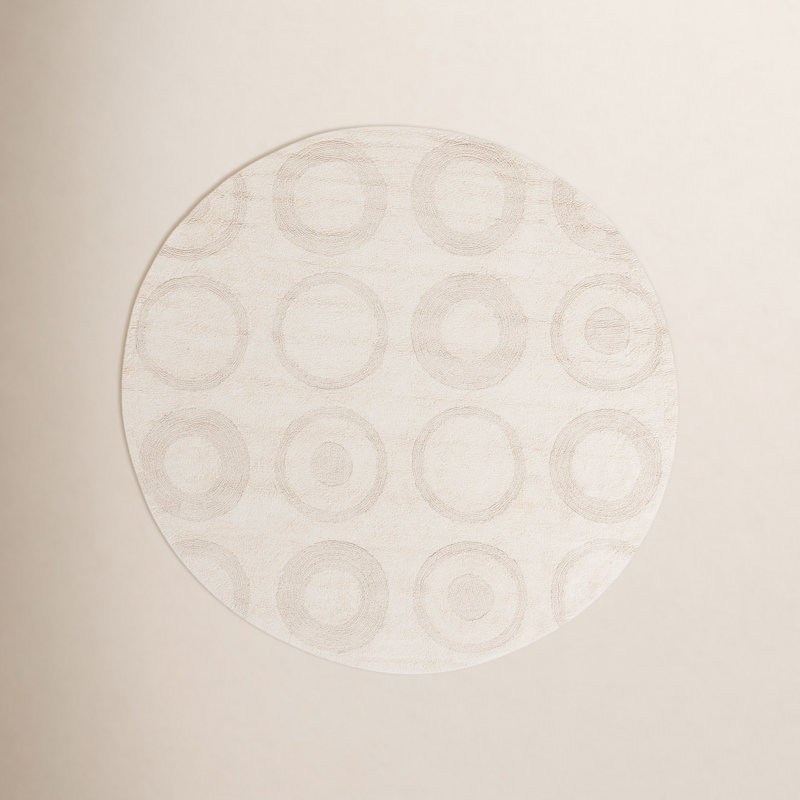 Mullen Washable Geometric Indoor Rug, Round 6'