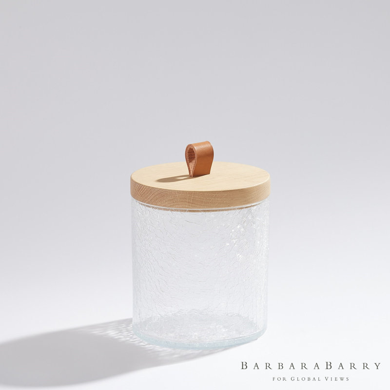 Crackle Glass Canister w/Lid, 40 oz
