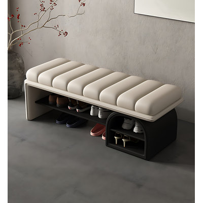 Banc de rangement rembourré pour chaussures en bois massif moderne et contemporain