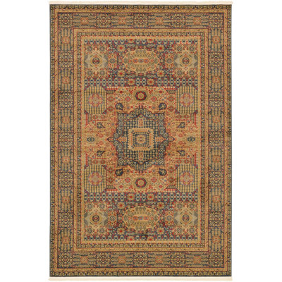 Tapis oriental jaune / bleu Palazzo