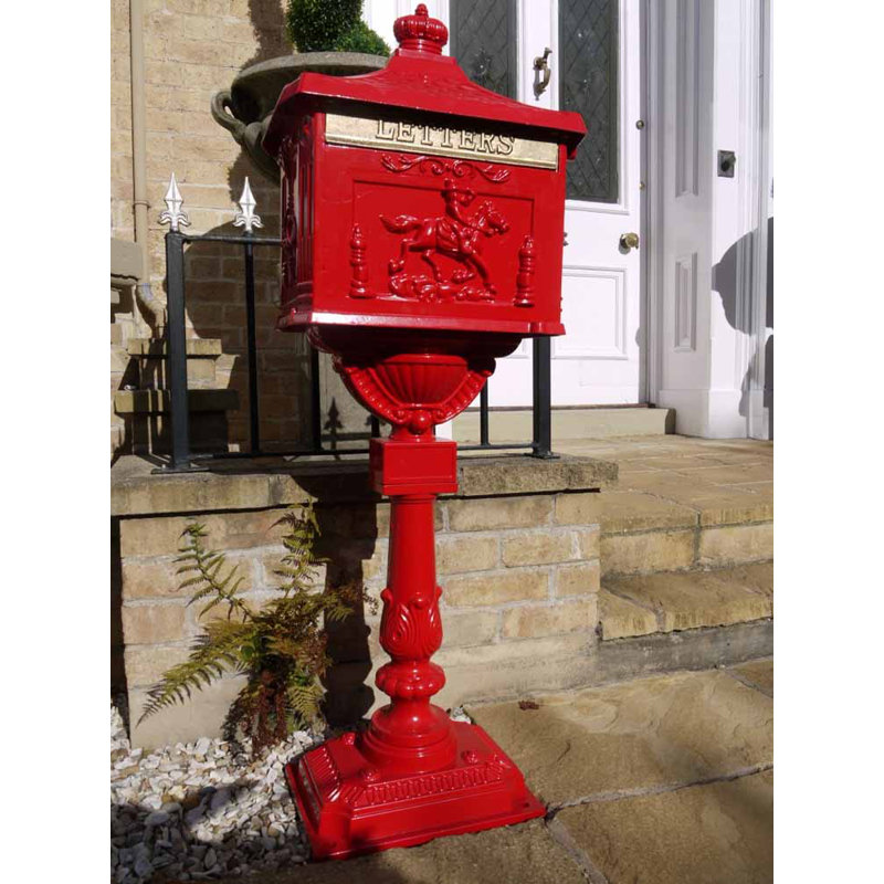 Post Mounted Post Box, Red