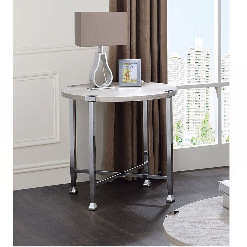 Table d'appoint contemporaine avec plateau en bois et finition en chêne blanc