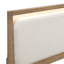 Lit tapissier brun moderne avec tête de lit et rails à DEL, grand lit avec éclairage texturé, cadre en bois pour