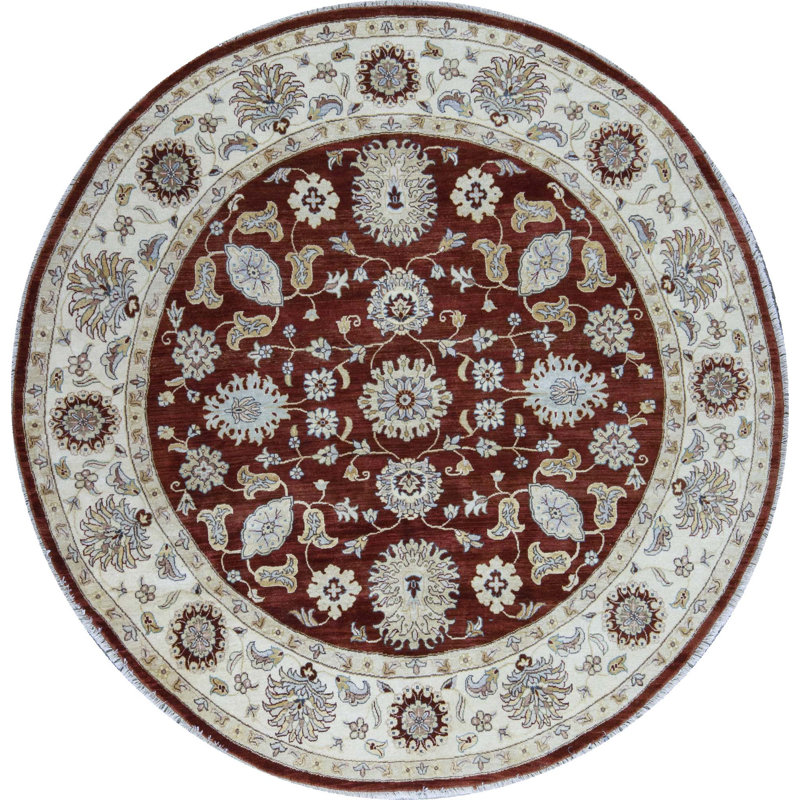 Wool Oriental Area Rug in Rust/Ivory