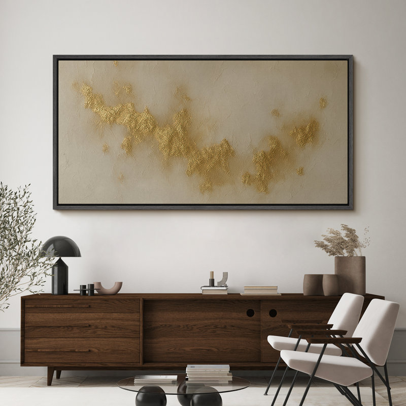 Grande impression sur toile encadrée - reproduction abstraite neutre pour décoration murale minimaliste moderne, Noir