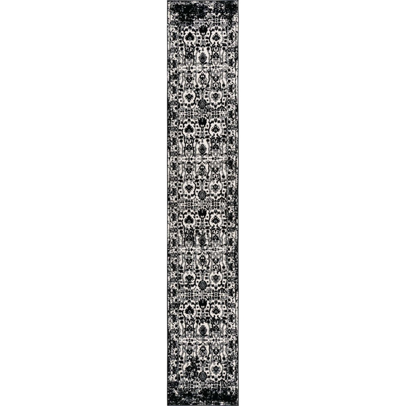 Ortilio Oriental Area Rug, Runner 2'2" x 12', Black