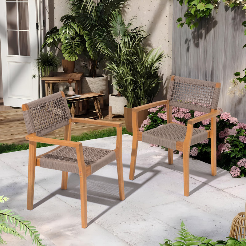 Bennett Stackable Outdoor Dining Chair (Set of 2), Beige