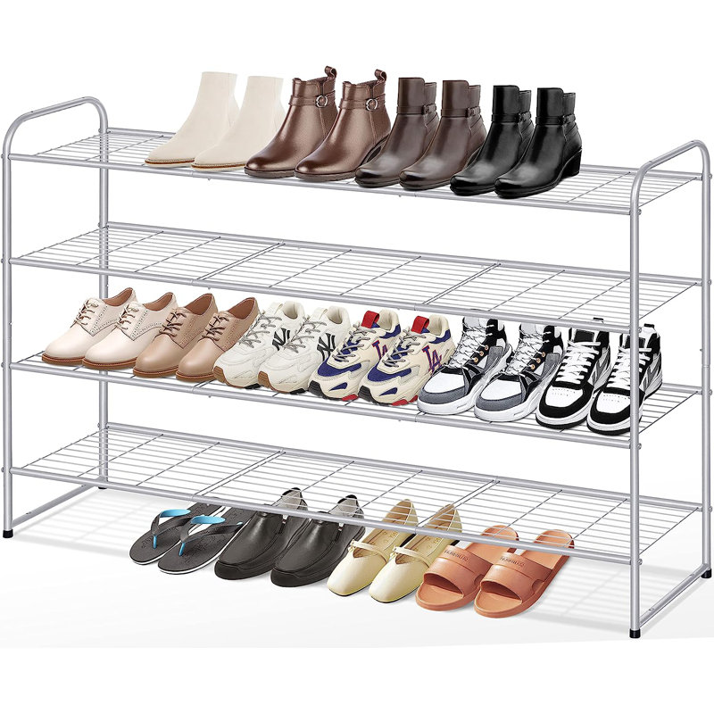 24 Pair Stackable Shoe Rack, Gray