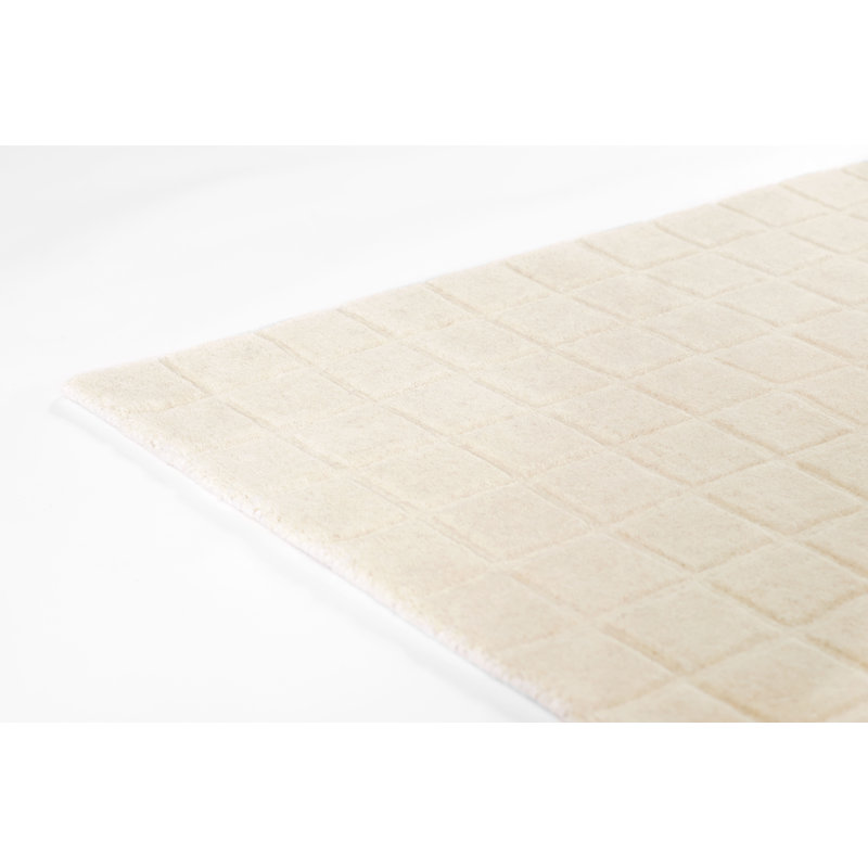 Hand Loomed Ivory Wool Rectangular Area Rug 5' x 8'