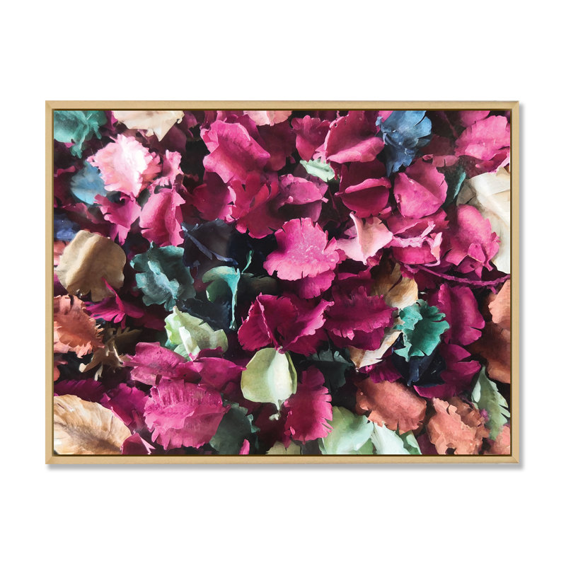 «Colorful Leaf Flower Composition», reproduction sur toile flottante, H 24 po x l 36 po x P 1 po, Cadre naturel flottant