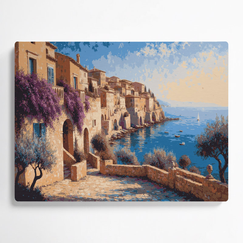 Art mural en métal Beige, villes de Sicile, Italie, H 11 po x l 14 po