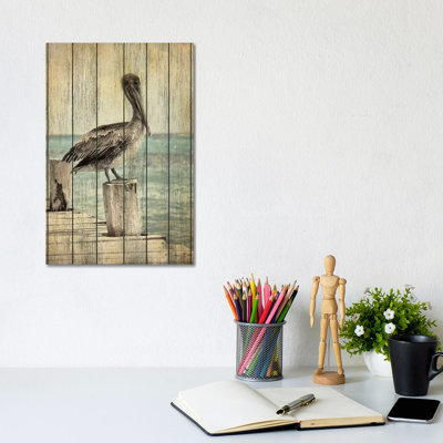 Vintage Pelican I by Susan Ball - Wrapped Canvas Gallery-Wrapped Canvas Giclée
