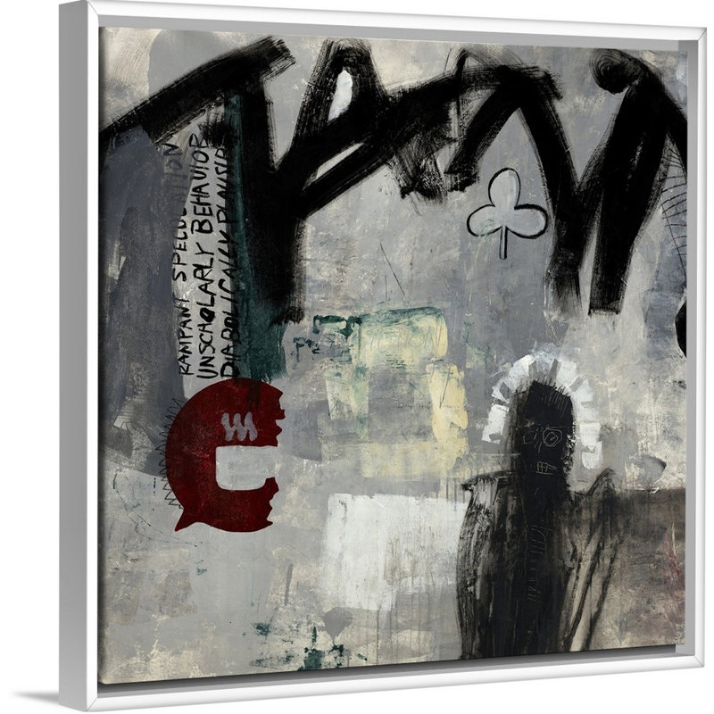 « unécoliered », peinture sur toile, H 37,7 po x l 37,7 po x P 1,75 po, Cadre flottant blanc