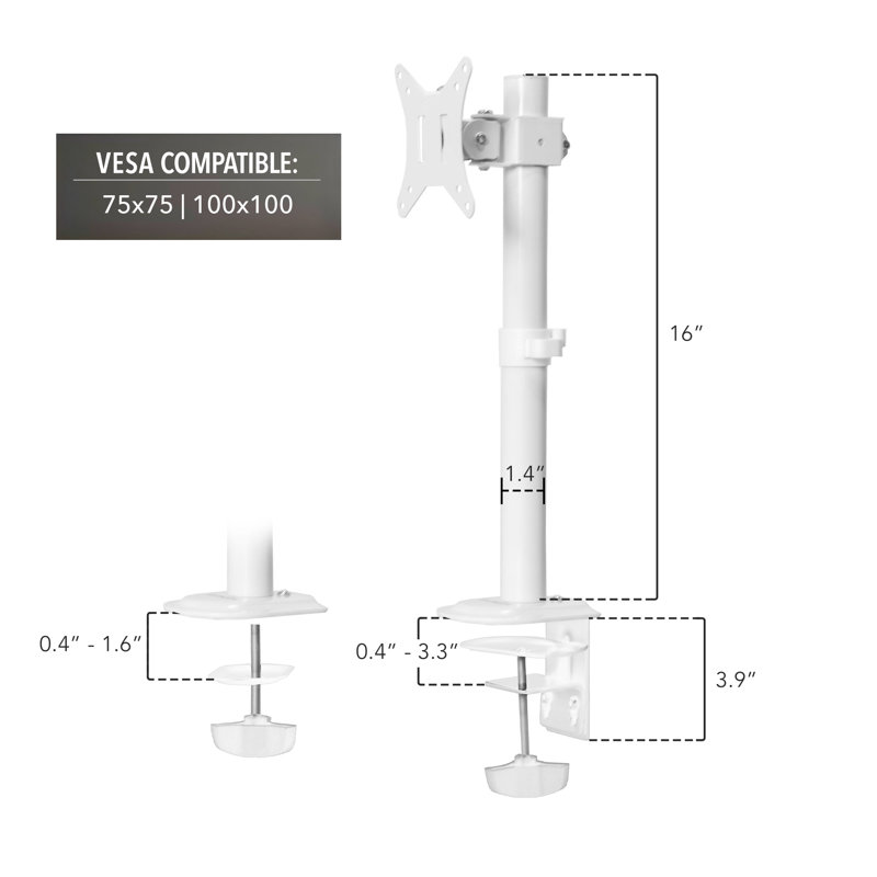 Support pour écran de bureau, Blanc