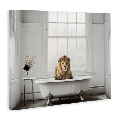 Minimalist Lion Bathtime Canvas, design by Sasha