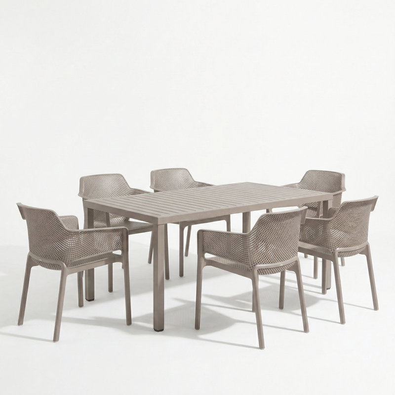 Byrge 6 - Person Patio Dining Set with Rectangular Table, Turtle Dove