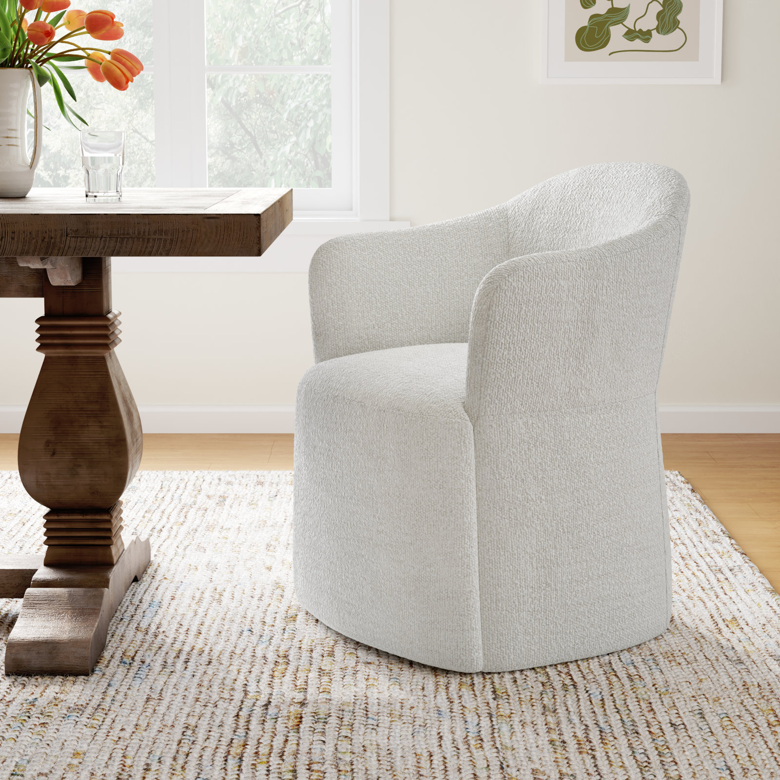 Janina Dining Armchair, Merino Pearl