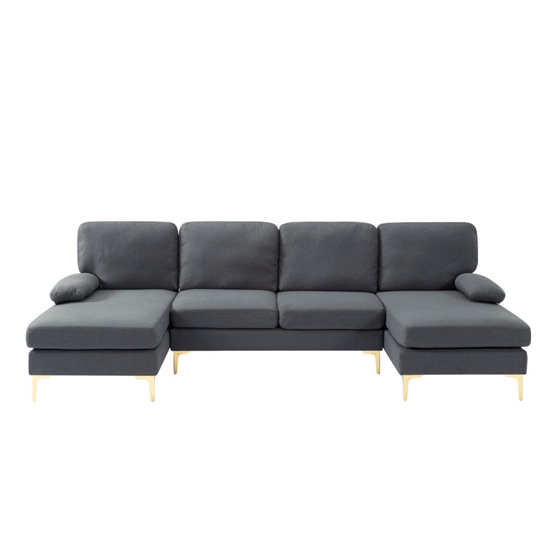 Nenko Upholstered U-Shaped Sectional Symmetrical, Dark Gray 100% Polyester