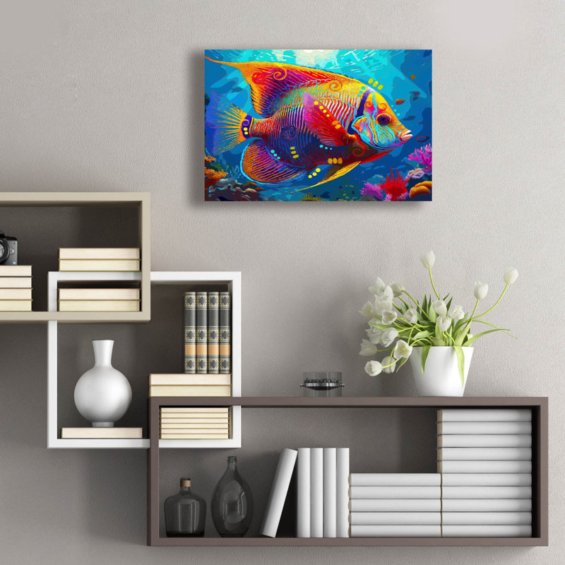 «Vibrant Angelfish» par Dean Russo, art mural en verre acrylique, 24 po x 16 po, H 16 po x l 24 po