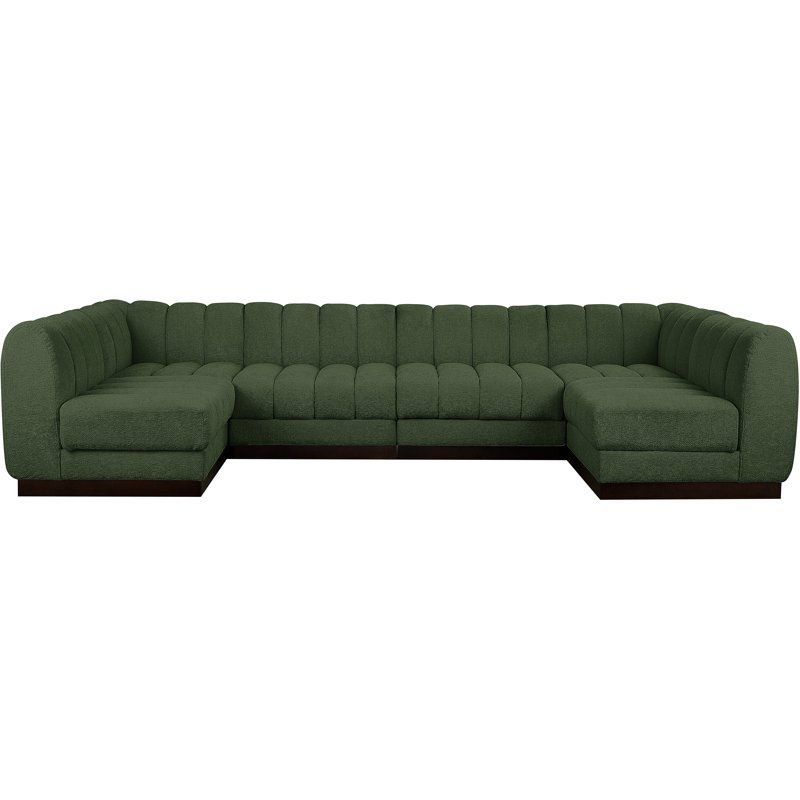 Canapé modulaire rembourré 6 pièces Quinn, Tissu chenille vert
