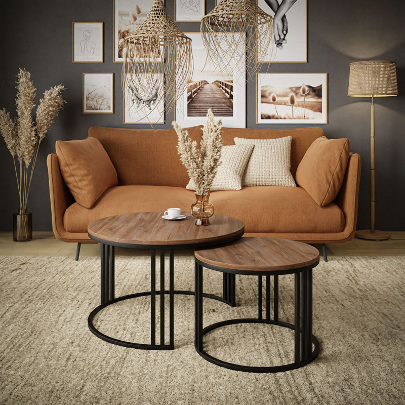 Melanija Frame Coffee Table, Black, Stirling Oak