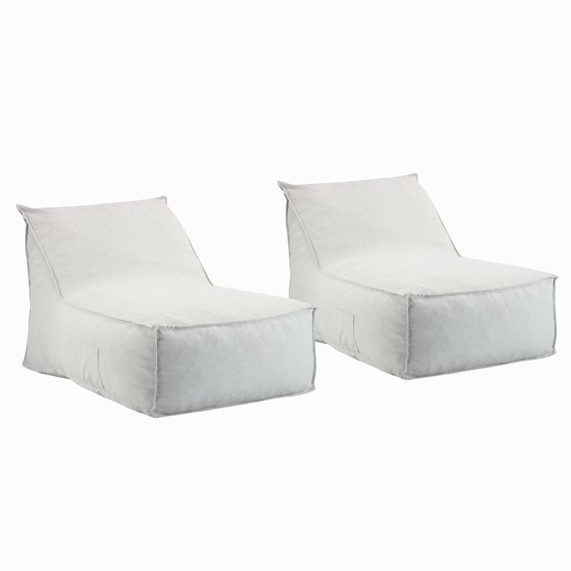 Outdoor Bean Bag Lounge Chair, Set Of 2, Gray