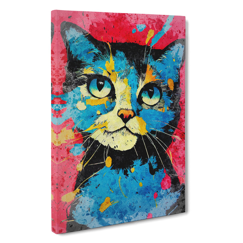 Paint Splat Cat No.5 - Wrapped Canvas, 60cm H x 40cm W x 3cm D