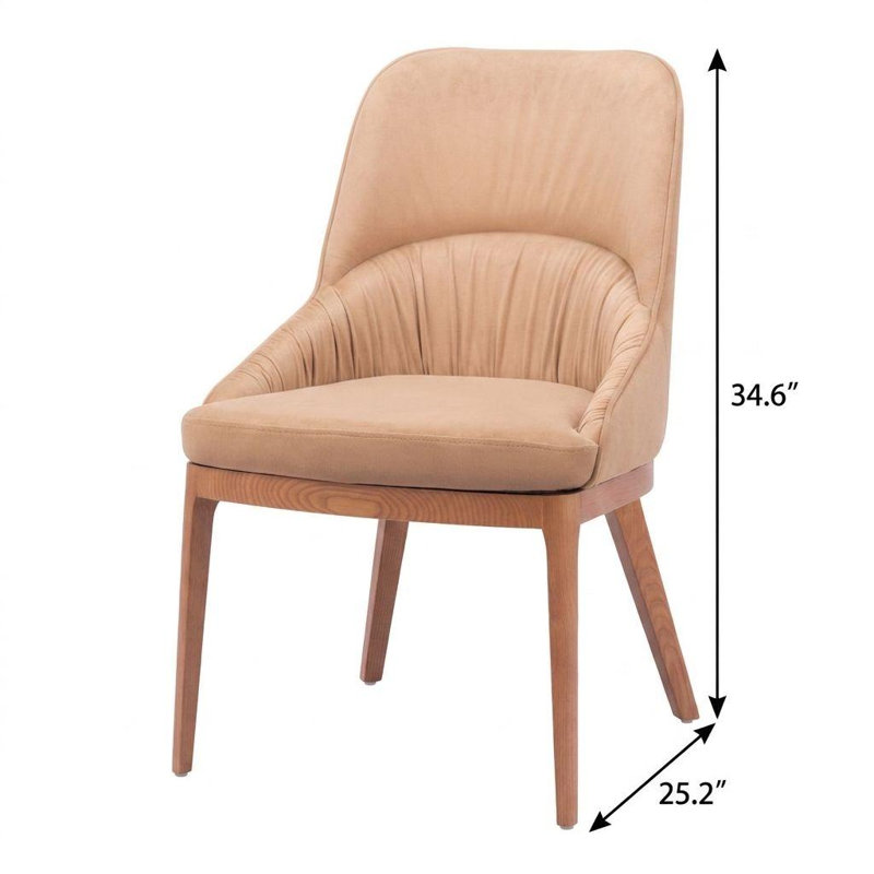 Ensemble de deux chaises de salle à manger en bois massif avec revêtement beige et brun