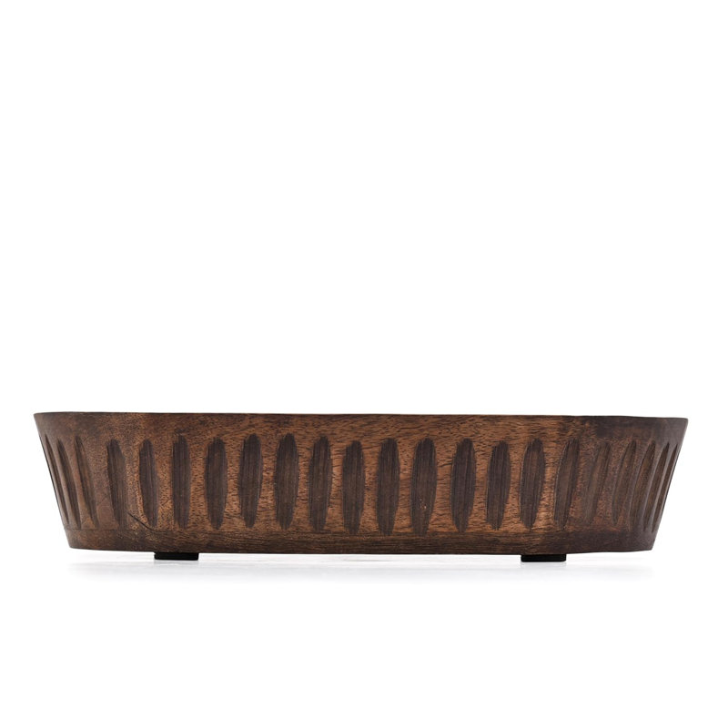 Bols décoratifs en bois de manguier pour la maison, long bol décoratif en bois pour centre de table (10 po x 6 po x 2 po)